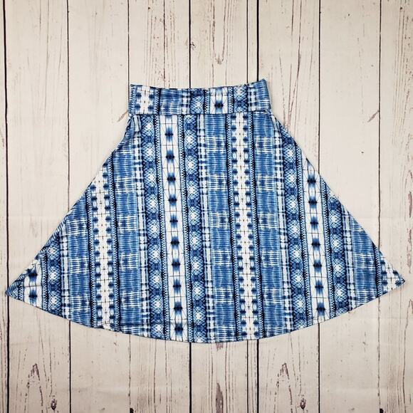 LuLaRoe Blue Geometric Printed A-Line Mini Skirt Women's Size XS - Picture 1 of 7